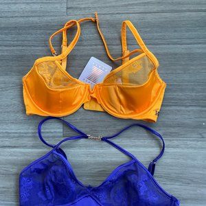 Strappy Lace Plunge Bra- Yellow Amber